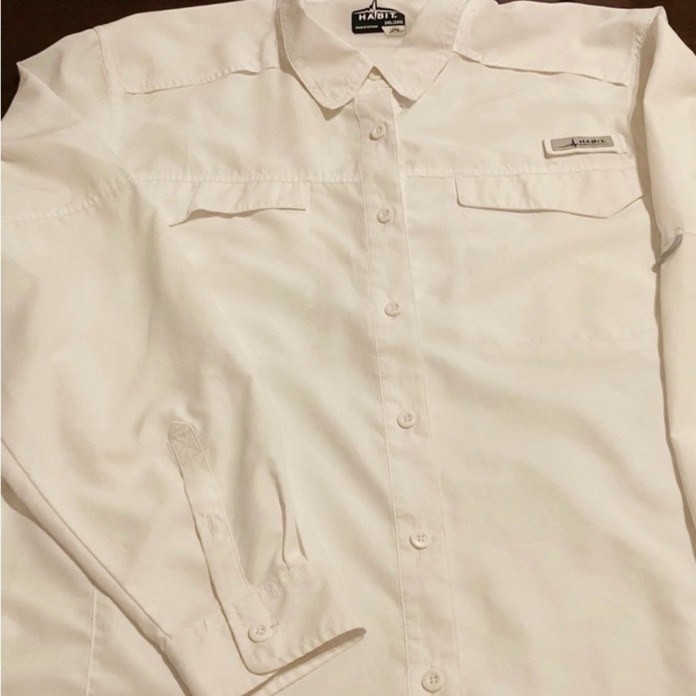 Men’s Fishing River Guide White Button-Up Shirt